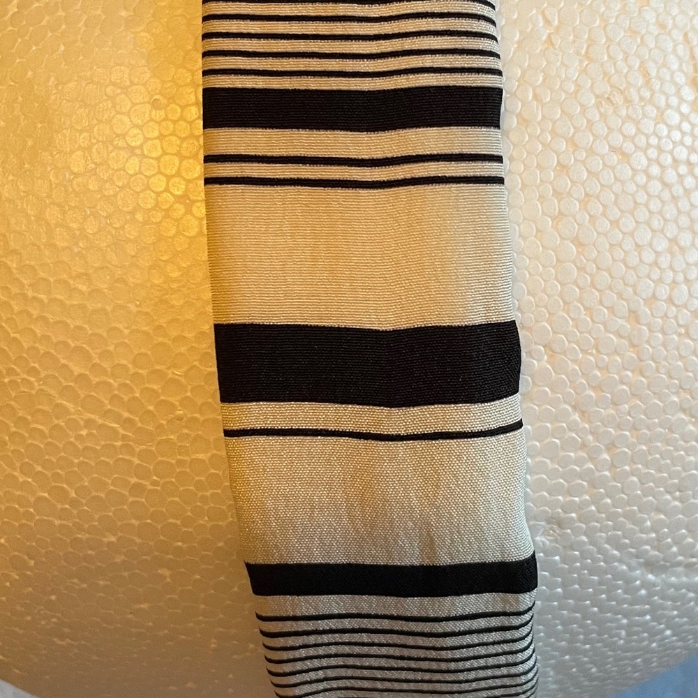 Silk Scarf Headband Black and White Stripe Design